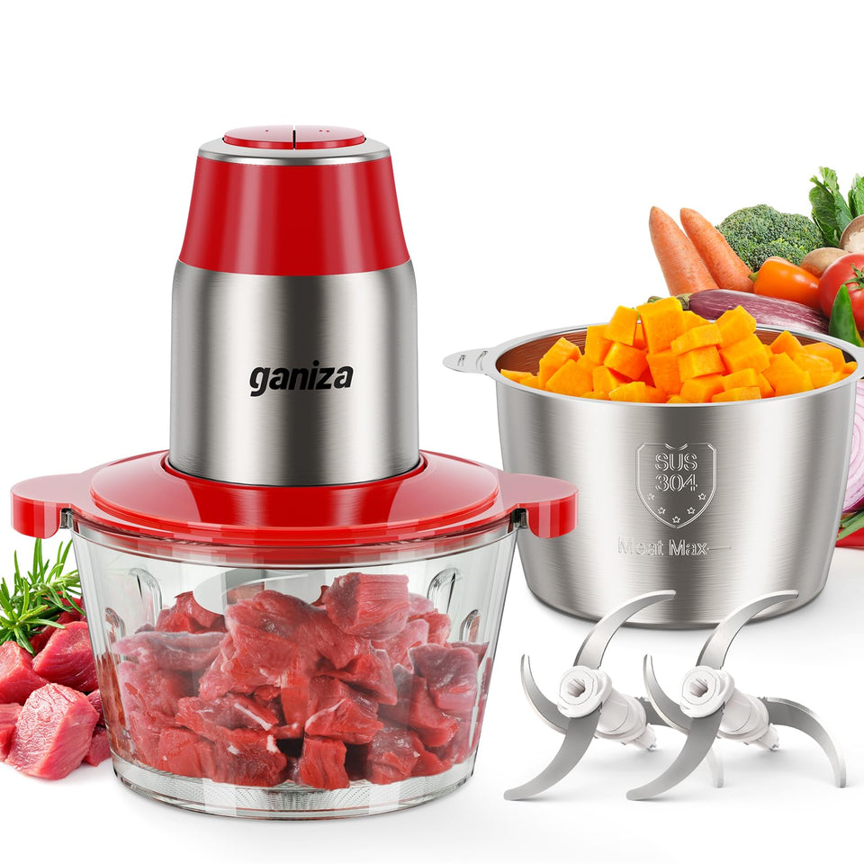 Ganiza food processor with two 8-cup bowls for versatile prep