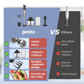 Ganiza immersion blender puree masher for silky textures and easy purées