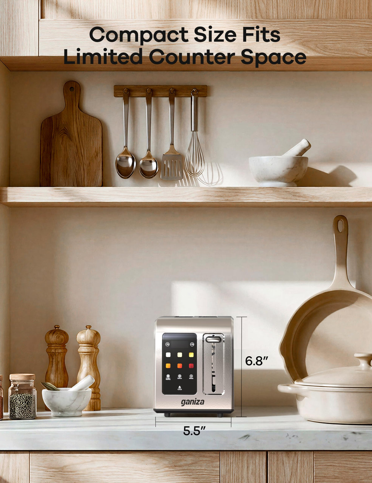 Ganiza Smart Toaster anti jam safety and smooth lift lever