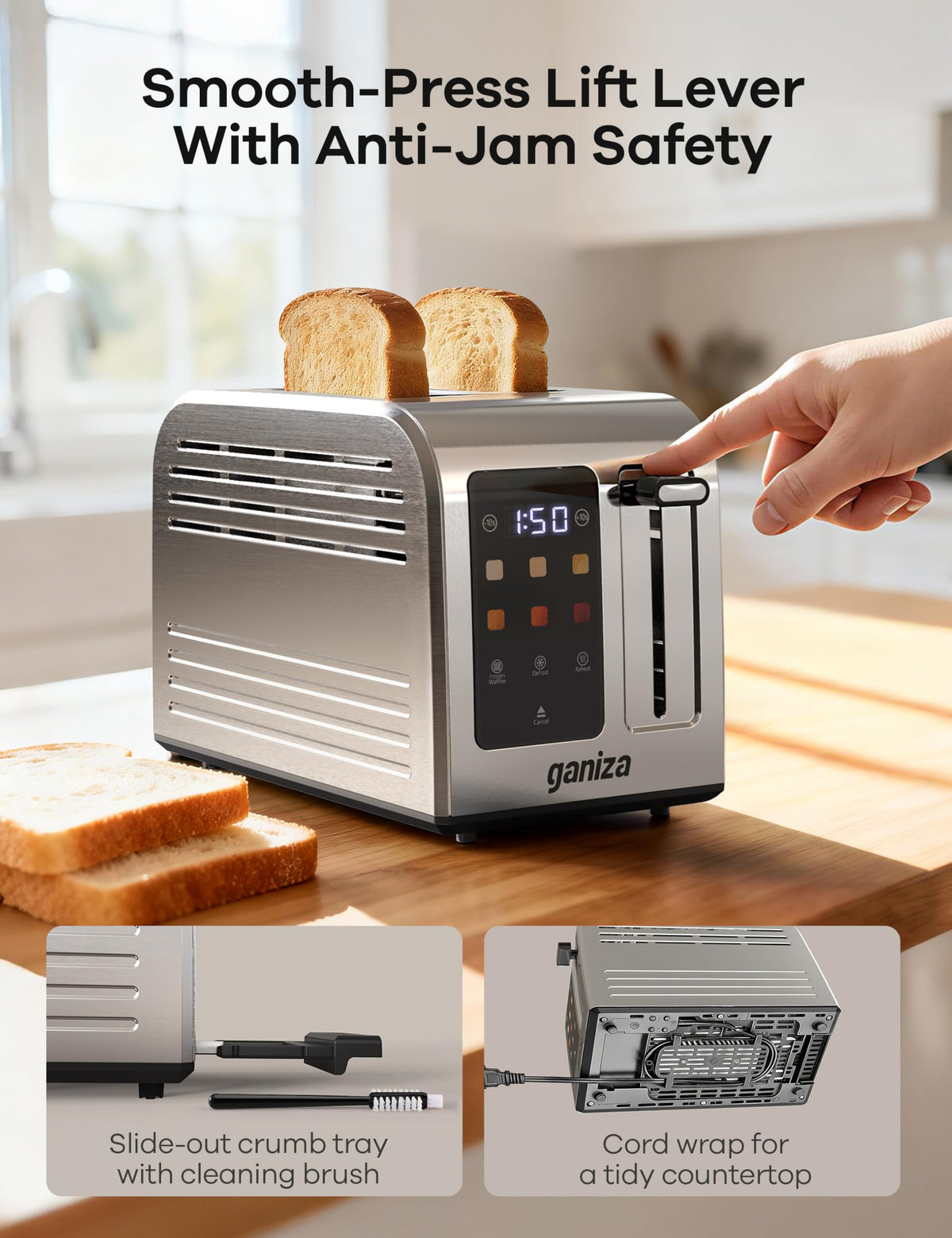 Ganiza Smart Toaster plus minus 10 seconds fine tune for precise timing