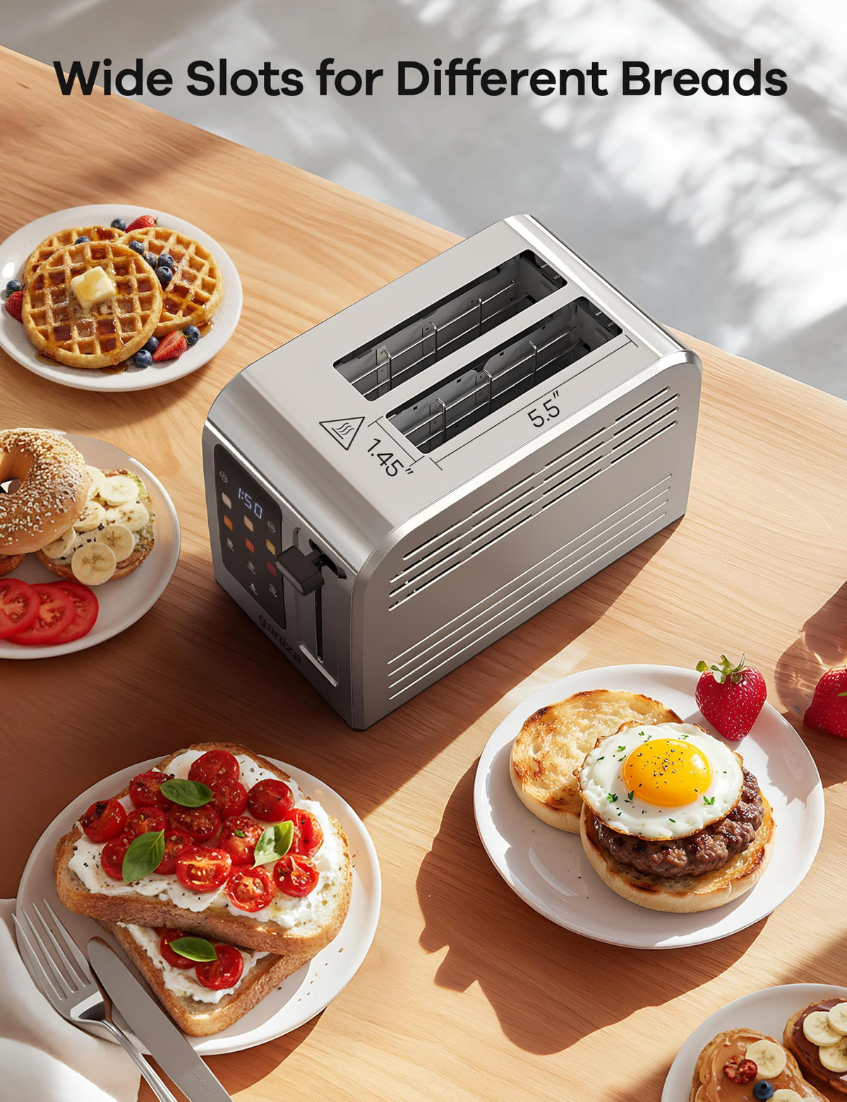 Ganiza Smart Toaster removable crumb tray and cord wrap for cleanup