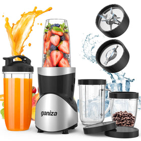 Ganiza Smoothie Blender 900W motor powers smooth blends for shakes and smoothies.