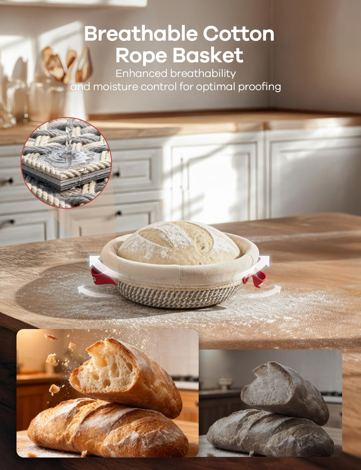 Ganiza Sourdough Starter Kit oval banneton perfect for varied loaf shapes.