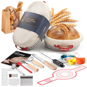 Ganiza Sourdough Starter Kit round banneton for even rise and professional crust.