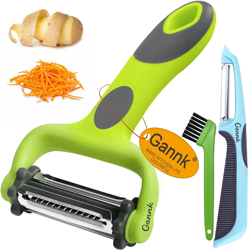 GANNK 3-in-1 Y-peeler with spiral blade for quick peeling