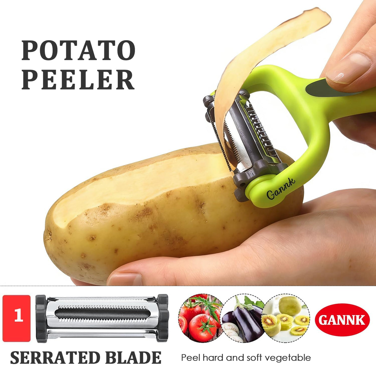 GANNK potato peeler with eye remover for clean prep