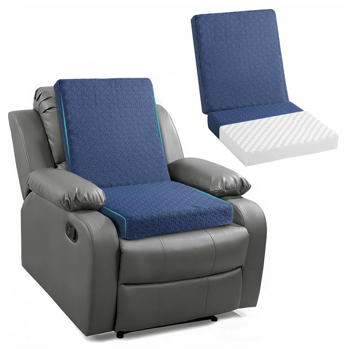 Ganondorf extra-large egg crate recliner cushion for long sits, with pressure relief.