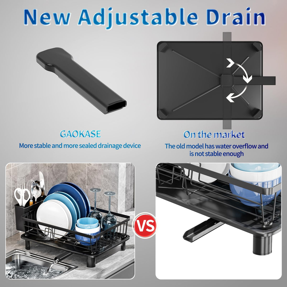 GAOKASE dish drying rack non-slip feet protect countertops