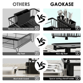 GAOKASE dish drying rack removable utensil holder keeps cutlery organized