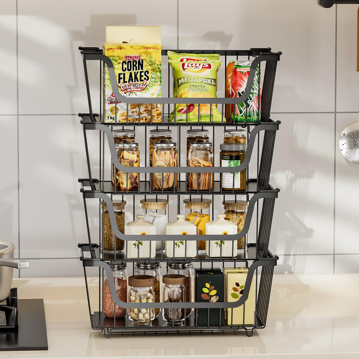 GAOKASE modern slim black storage bin for countertops