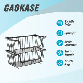 GAOKASE pantry organizer stackable basket for efficient storage