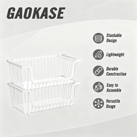 GAOKASE stackable wire basket rotating handle enables simple movement and rearrangement.