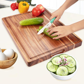 GAOMON acacia cutting board 1.5 inches thick for durable, stable slicing.