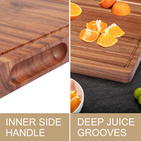GAOMON acacia board with sturdy handles for easy transport.