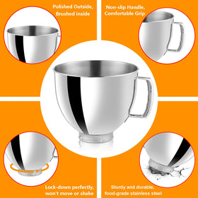 GAOZAILI polished bowl suitable as a KitchenAid upgrade or replacement.