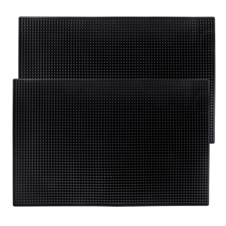 Garandad 2-pack bar mats under glasses catch spills and speed drying.