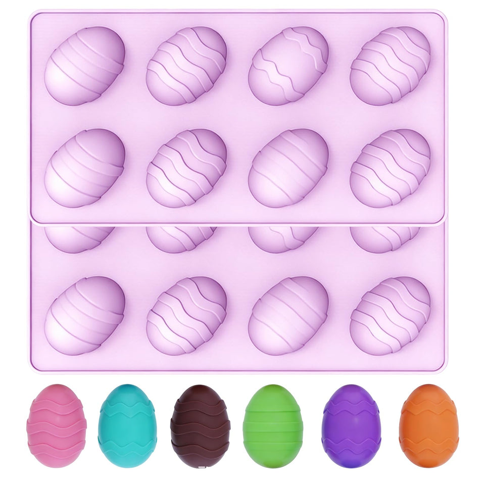 GARBODIY 8-cavity Easter egg silicone mold ready for vibrant chocolate and mousse treats.