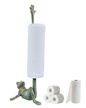 Gardmate frog paper towel holder front view, sturdy kitchen decor.