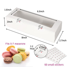 Garmeinea macaron box window 8x2-7x2 inches showing the 5–7 macarons fit