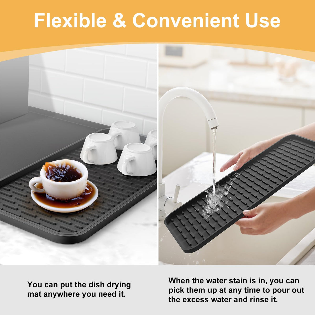 Garolue 0.4-inch raised edge contains spills for easy cleanup.