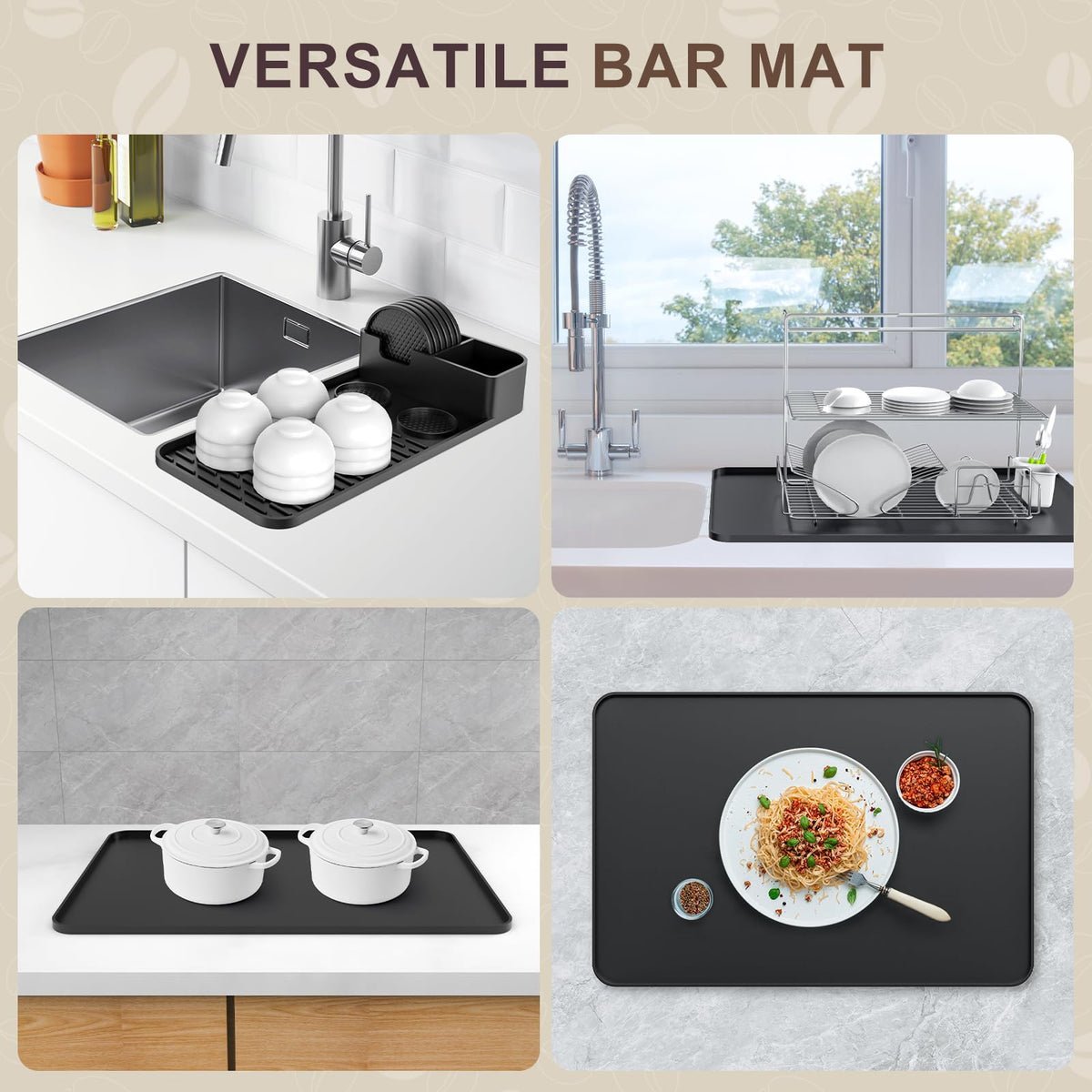 Garolue kitchen organization mat doubles as drying pad and storage