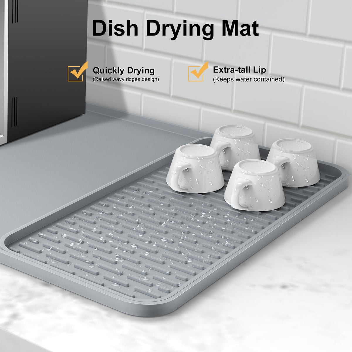 Garolue silicone coffee mat detachable drying mat demonstrates versatile setup for air drying.