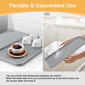 Garolue silicone coffee mat non slip base keeps machines and mugs secure.