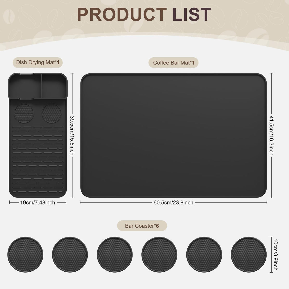 Garolue two-part bar mat with detachable drying area for accessories