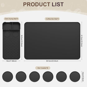 Garolue two-part bar mat with detachable drying area for accessories