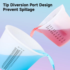 Gartful angled pour-spout bowl reduces spills during transfers.
