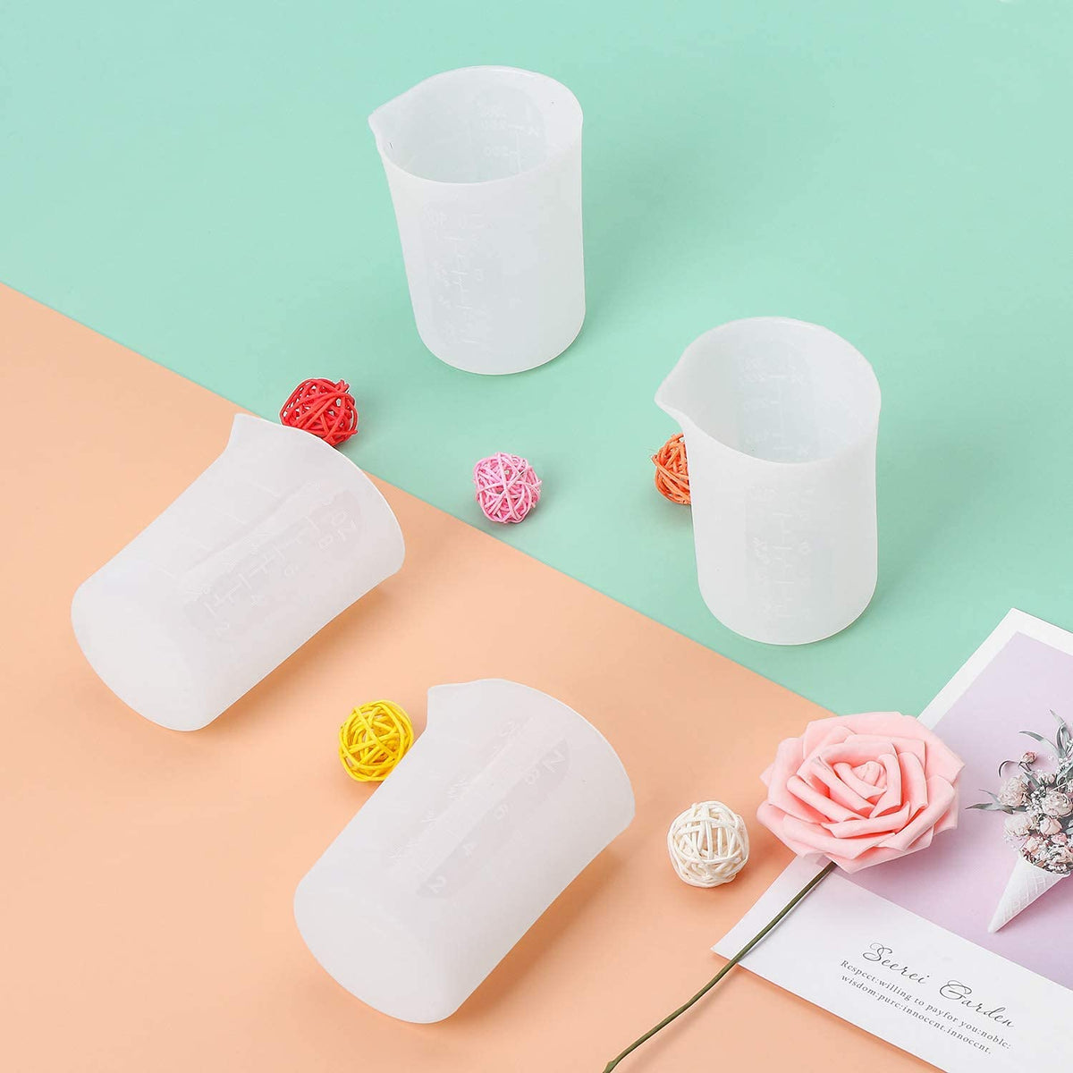 Gartful easy to clean silicone measuring cups for quick reuse.