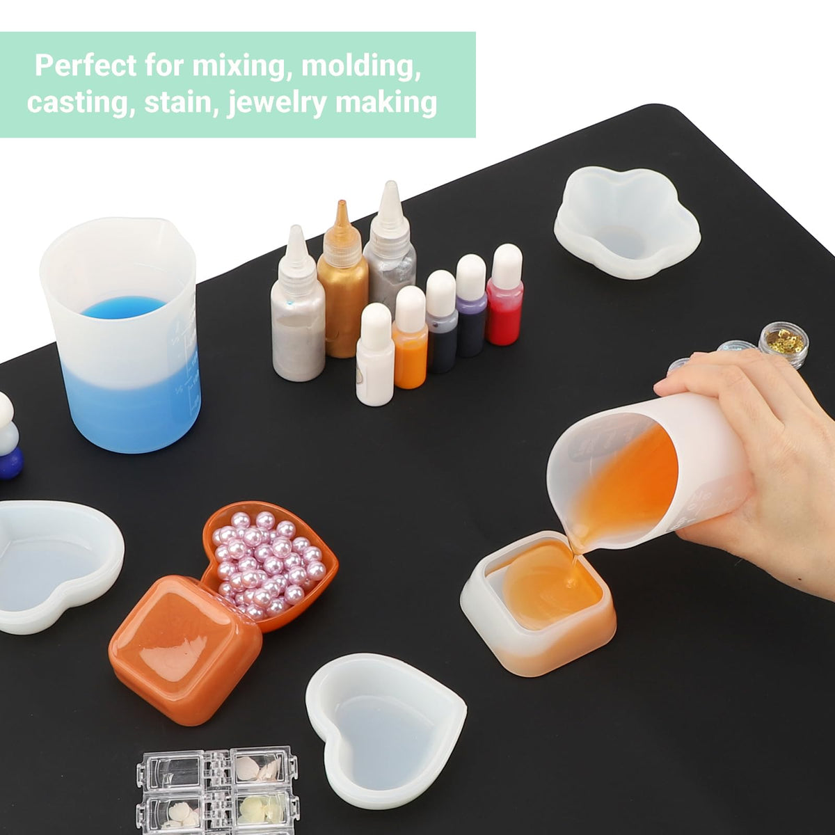 Gartful jewelry making silicone cups for accurate measurements.