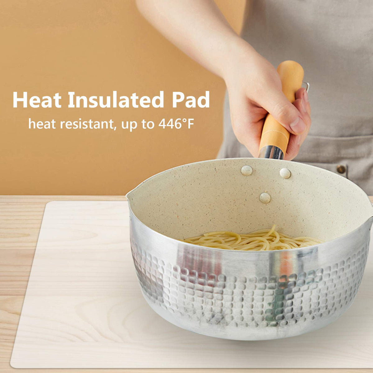 Gartful silicone mat acts as a trivet protecting surfaces.