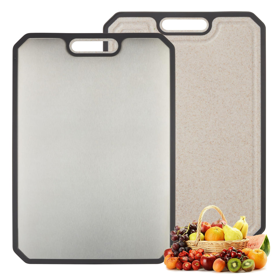 Garvee stainless steel cutting board top view shows durable prep surface