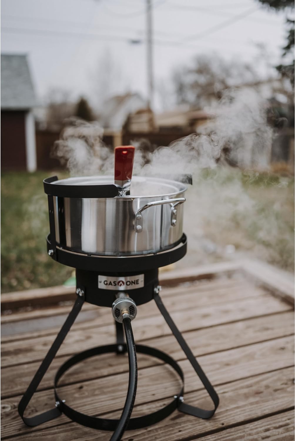 Gas One outdoor friendly frying pot perfect for camping and backyard cooks