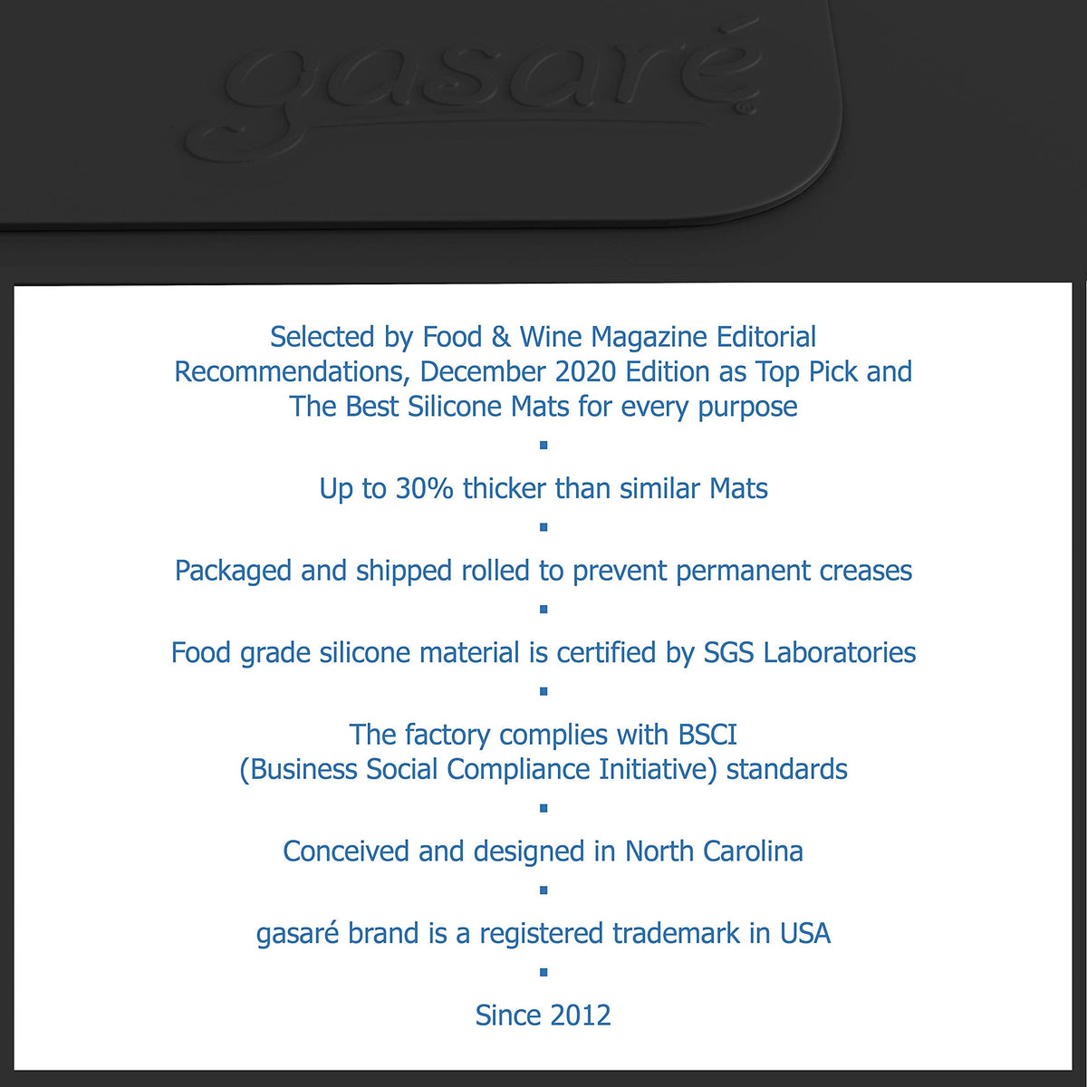 GASARÉ thick, durable mats provide reliable non-slip counter protection.