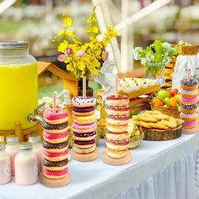 Gasgimos farmhouse donut stand capacity shows holding up to ten donuts per stand