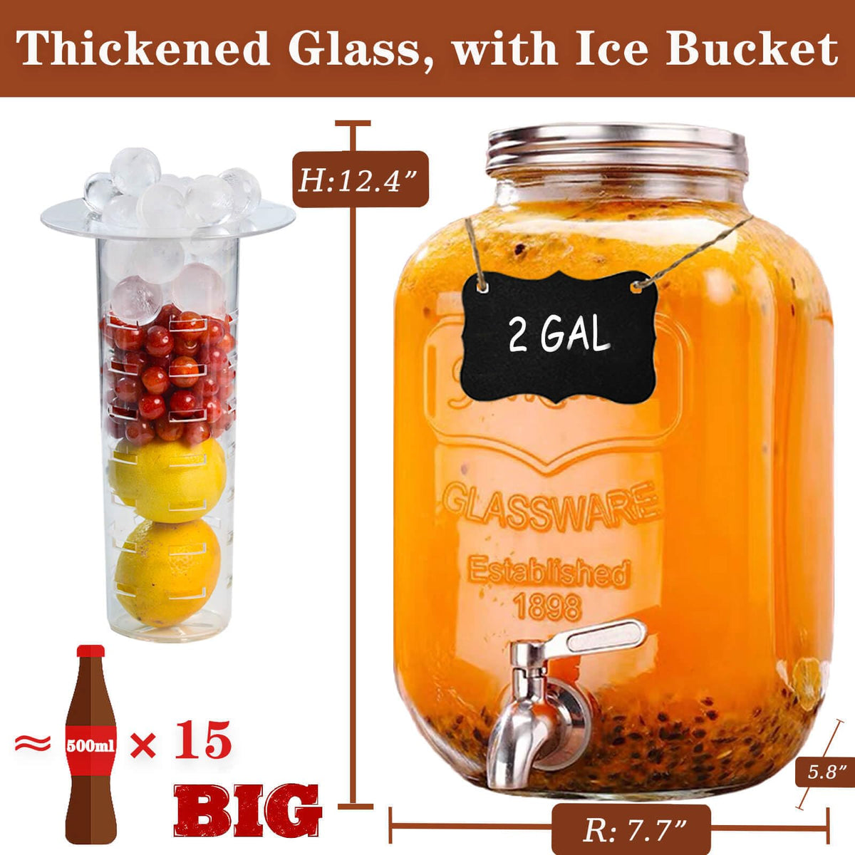 Gasgimos sun tea glass mason jar showing classic style for iced beverages.