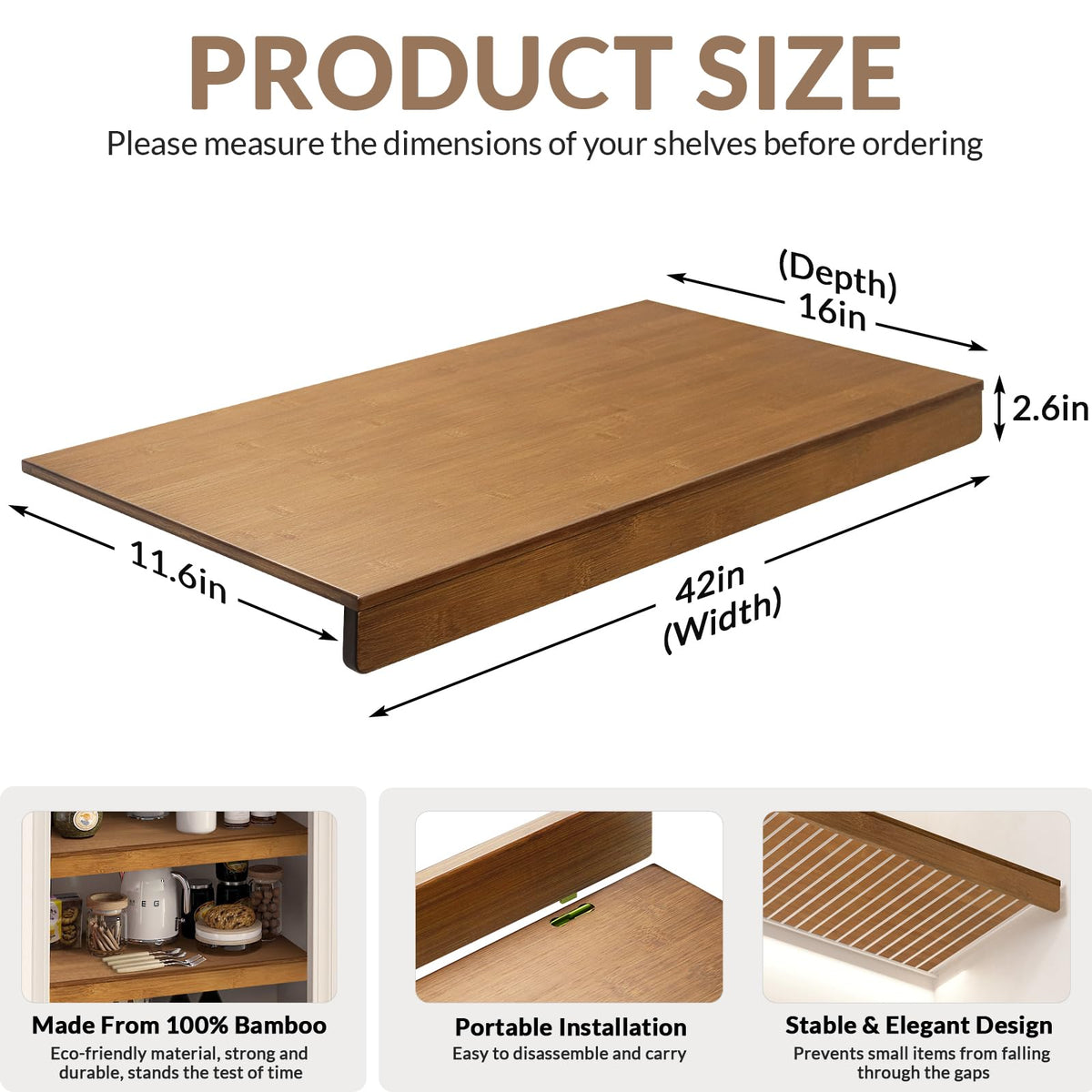 Gashell bamboo wire shelf cover on closet shelves creates a clean, organized space.