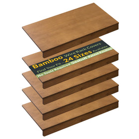 Gashell bamboo wire shelf cover for pantry adds natural texture and tidy concealment.