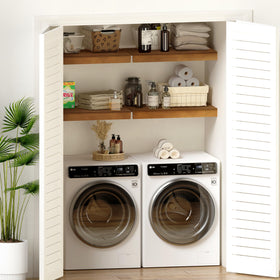 Gashell packaging includes four bamboo shelf covers for 34 by 16 inch shelves