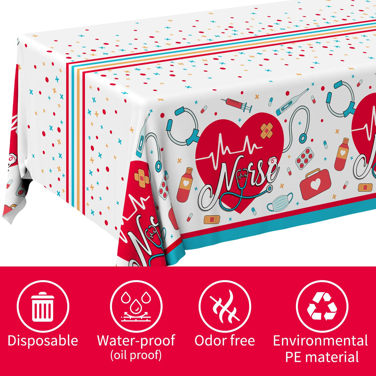 Gatherfun doctors day tablecloth adds professional vibes with simple post-party cleanup