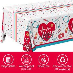 Gatherfun doctors day tablecloth adds professional vibes with simple post-party cleanup