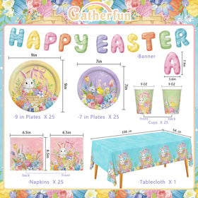 Gatherfun Easter dinner plates showcase bunny baskets and eggs for memorable meals.