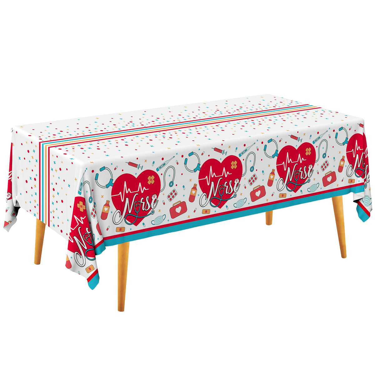 Gatherfun nurse graduation tablecloths showcase festive medical decor for celebrations