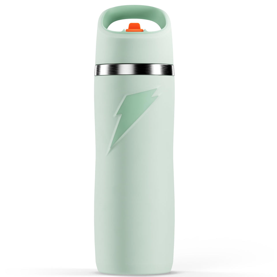 Gatorade Overtime bottle with sage straw cap for easy on-the-go hydration.