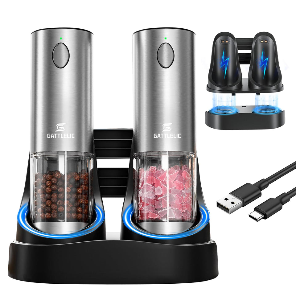 GATTLELIC electric grinder with LED light for precise seasoning