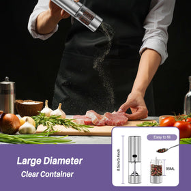 Clear acrylic container lets you monitor remaining spice
