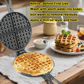 GAQUECY cast iron waffle waffle browning close-up showing crust