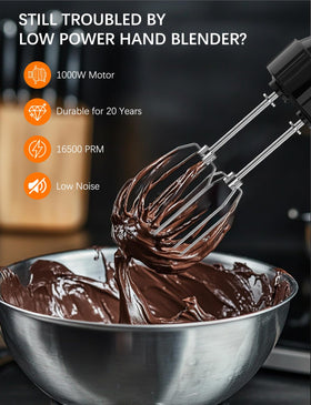 GAVASTO hand blender showing 20 speeds and turbo for versatile textures.